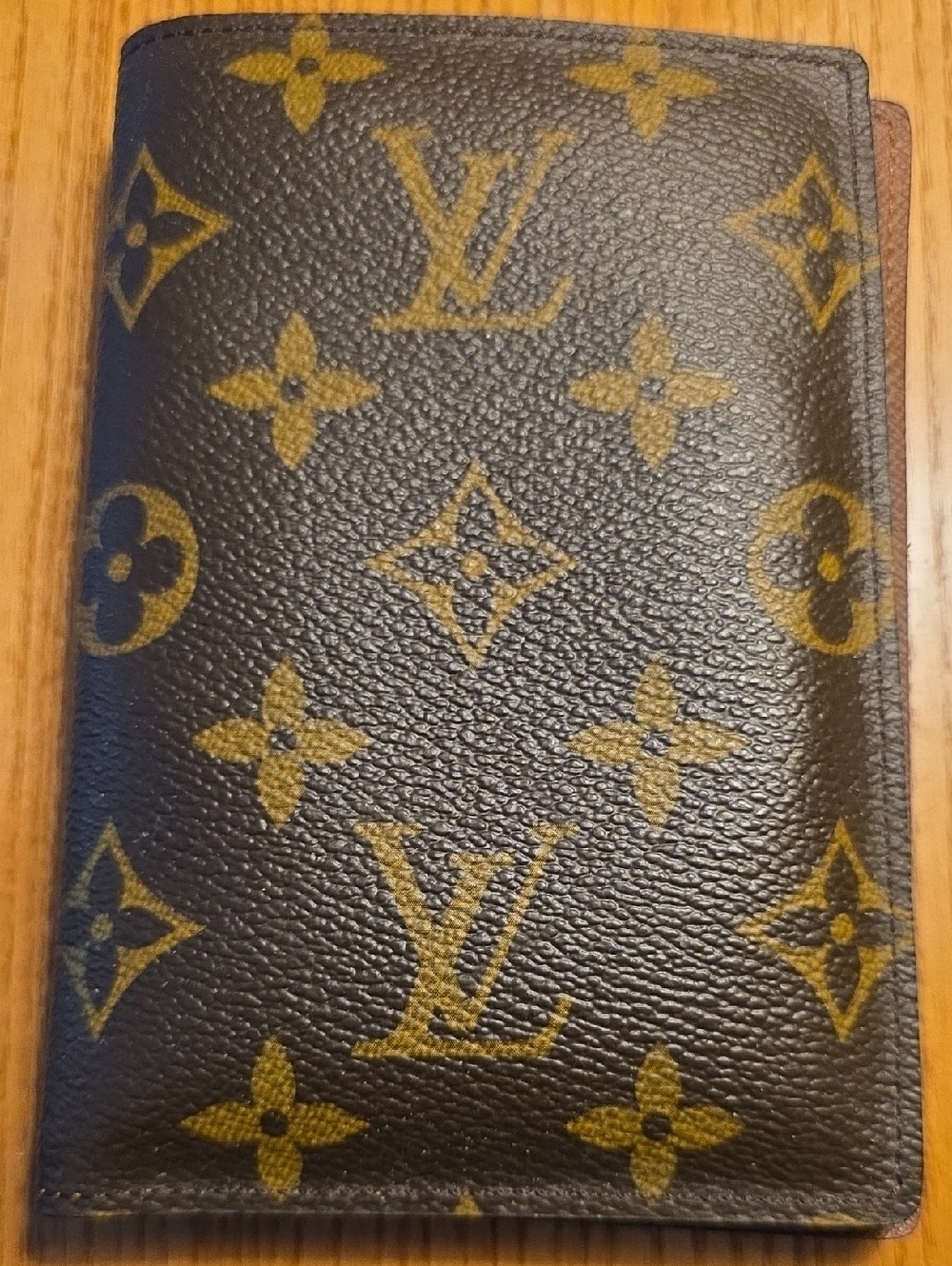 Louis Vuitton Monogram Passport Cover in Brown & Gold
